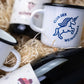 Emaille-Tasse "Weinhorn-Club" Capriblau