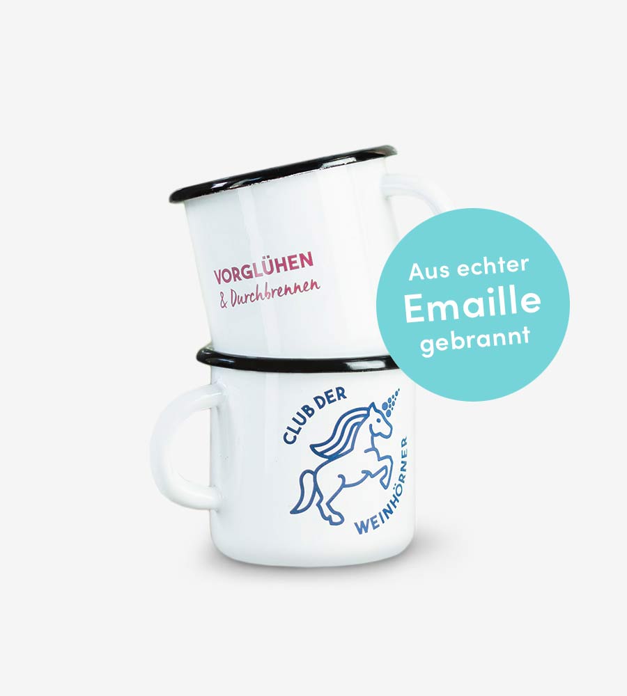 Emaille-Tassen "Weinhorn-Club"