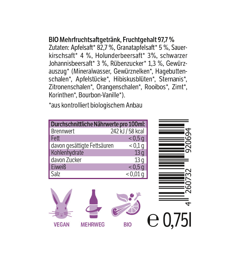 Glühfranz Granatapfel-Punsch (Bio, alkoholfrei)